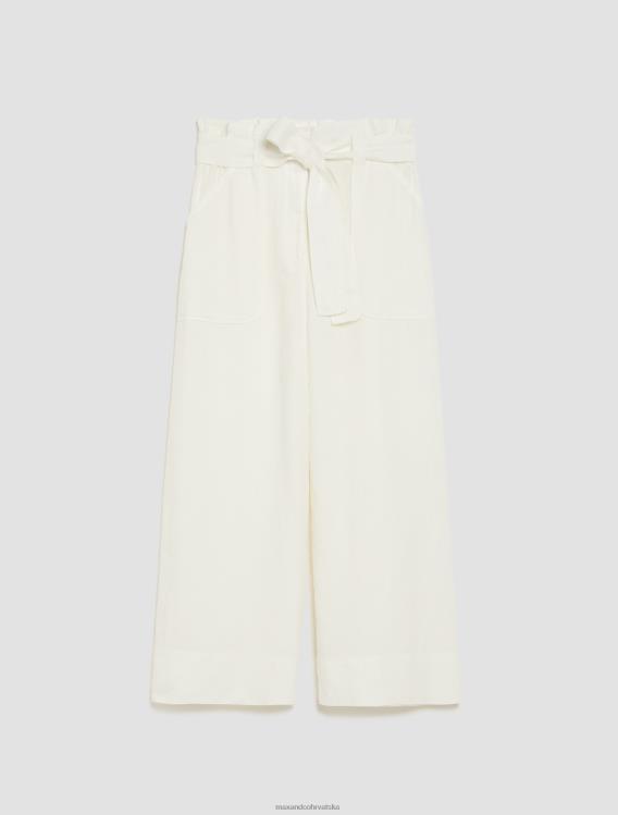 MAX&Co. lanene hlače širokih nogavica žene slonovača odjeća 88862273